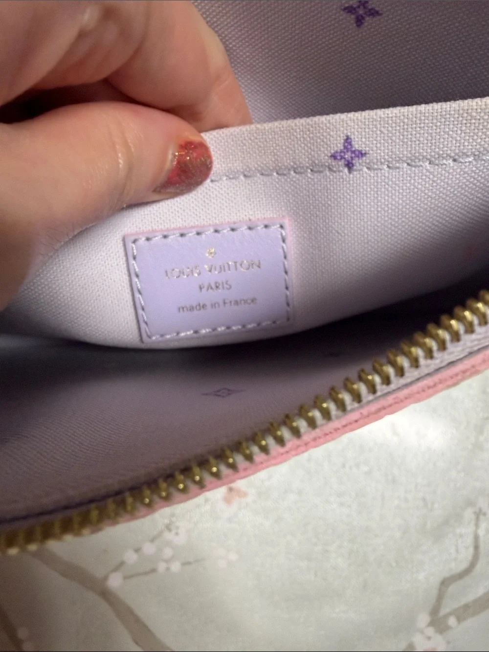 New Authentic Louis Vuitton Sunrise Pastel Pink Lilac Monogram Logo Wristlet